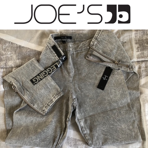 🆕👖 Zip Ankle Denim Skinny Leggings GRAY Jegging - Picture 5 of 7